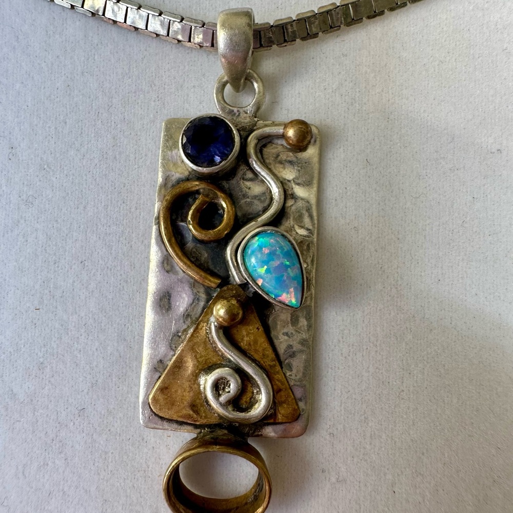 Opal &Amethyst  Sterling Sliver Pendant